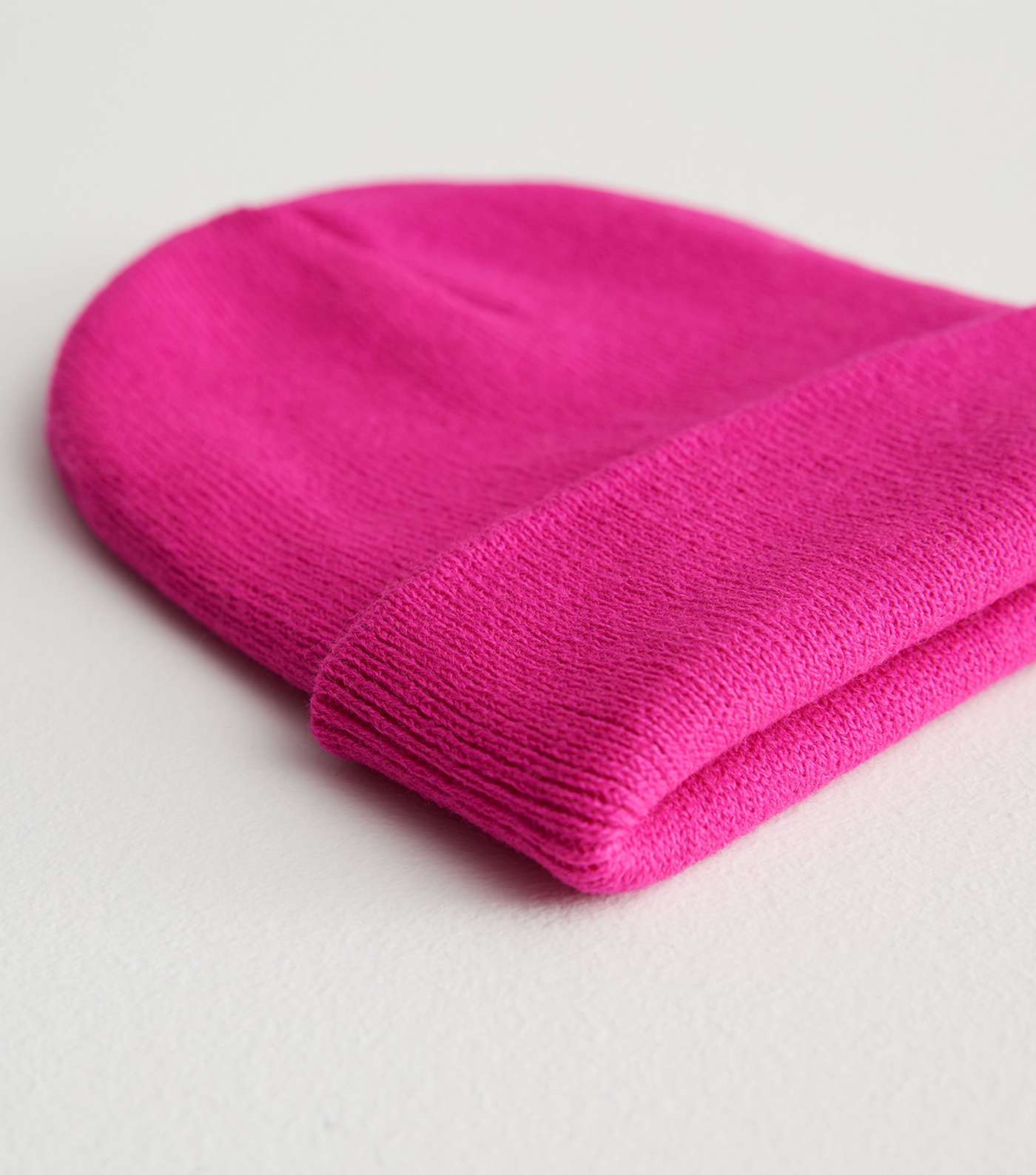 Bright Pink Ribbed Beanie Image 3