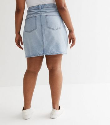 Curves Pale Blue Denim High Waist Mini Skirt New Look