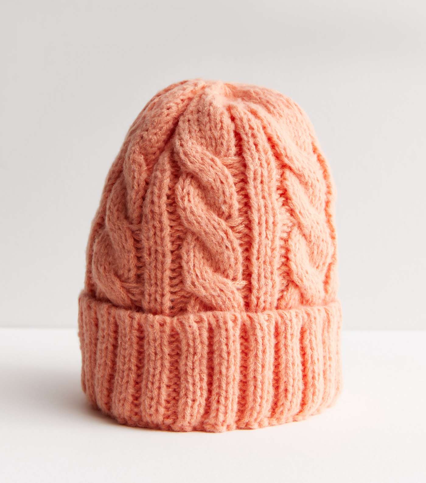 Pink Cable Knit Beanie Image 2