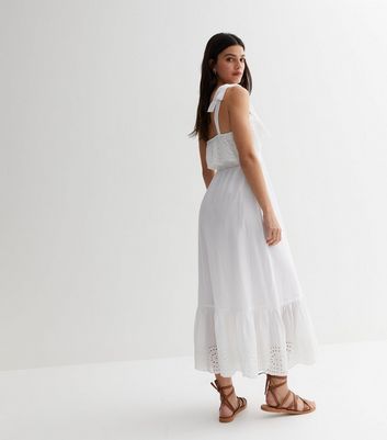 White midi cheap broderie dress