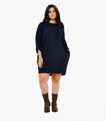 Apricot Curves Navy Soft Ribbed Knit Mini Dress