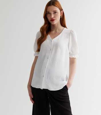 Maternity White V Neck Frill Sleeve Blouse