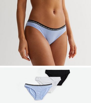 3 Pack Pale Blue White and Black Love Logo Bikini Briefs