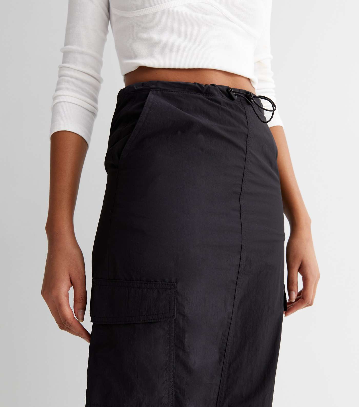 Tall Black Parachute Midaxi Skirt Image 3