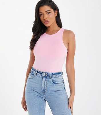 QUIZ Pink Sleeveless Round Neck Bodysuit