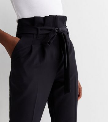 Tall Black Paperbag Trousers New Look