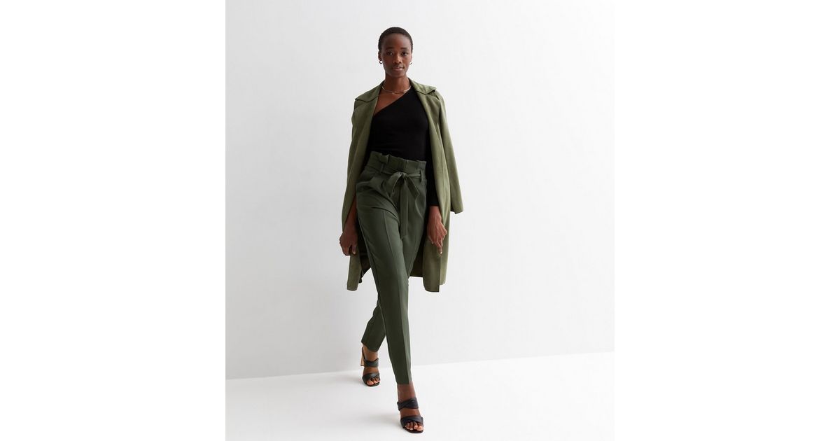 Tall Khaki Paperbag Trousers | New Look