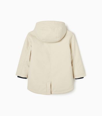 Zippy Cream Hooded Parka Jacket New Look
