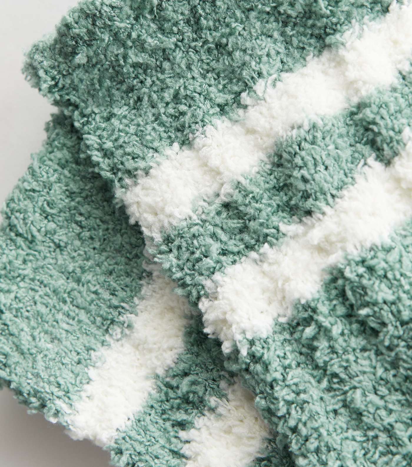 Mint Green Cable Stripe Fluffy Socks Image 2