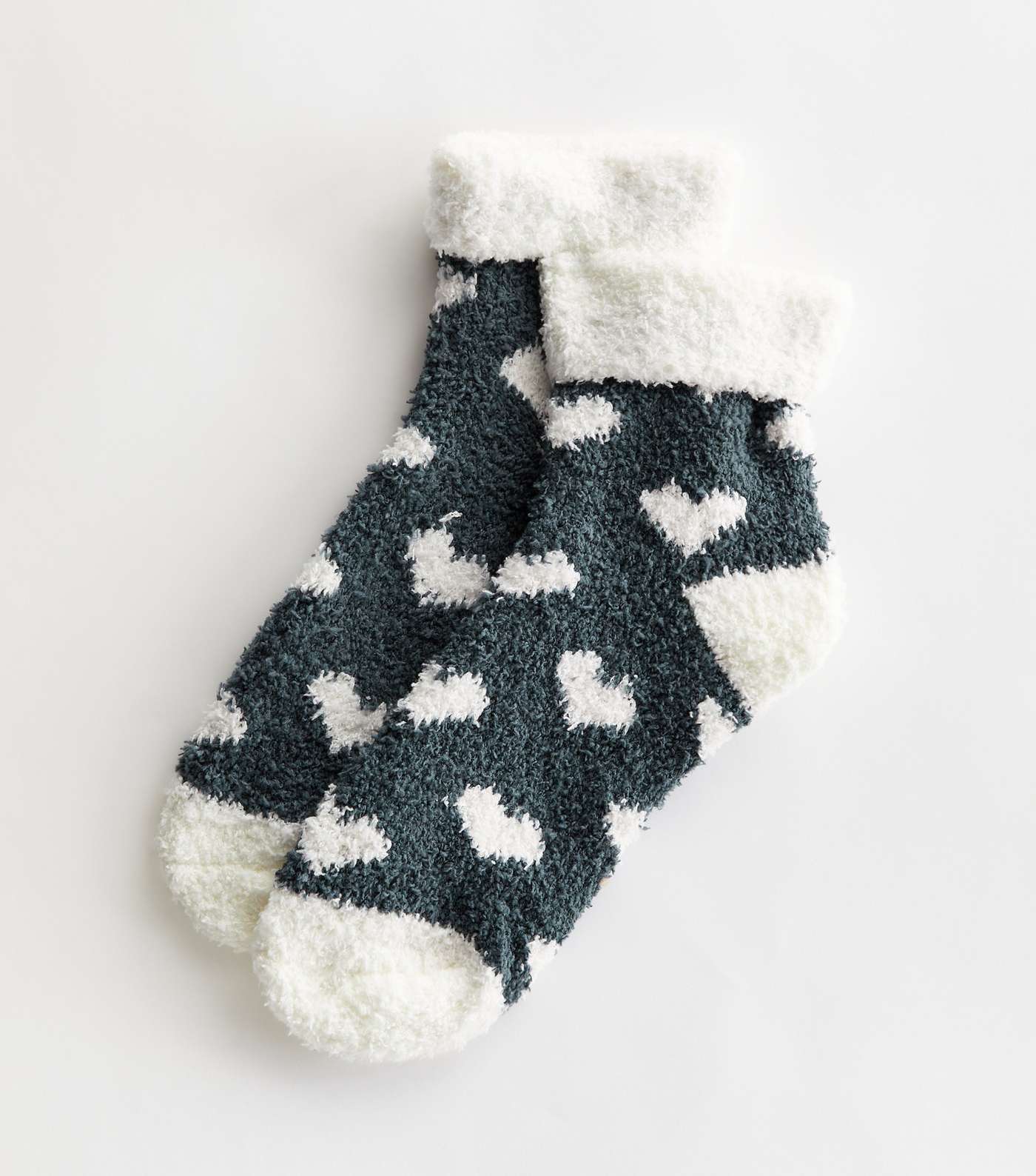 Grey Heart Fluffy Socks