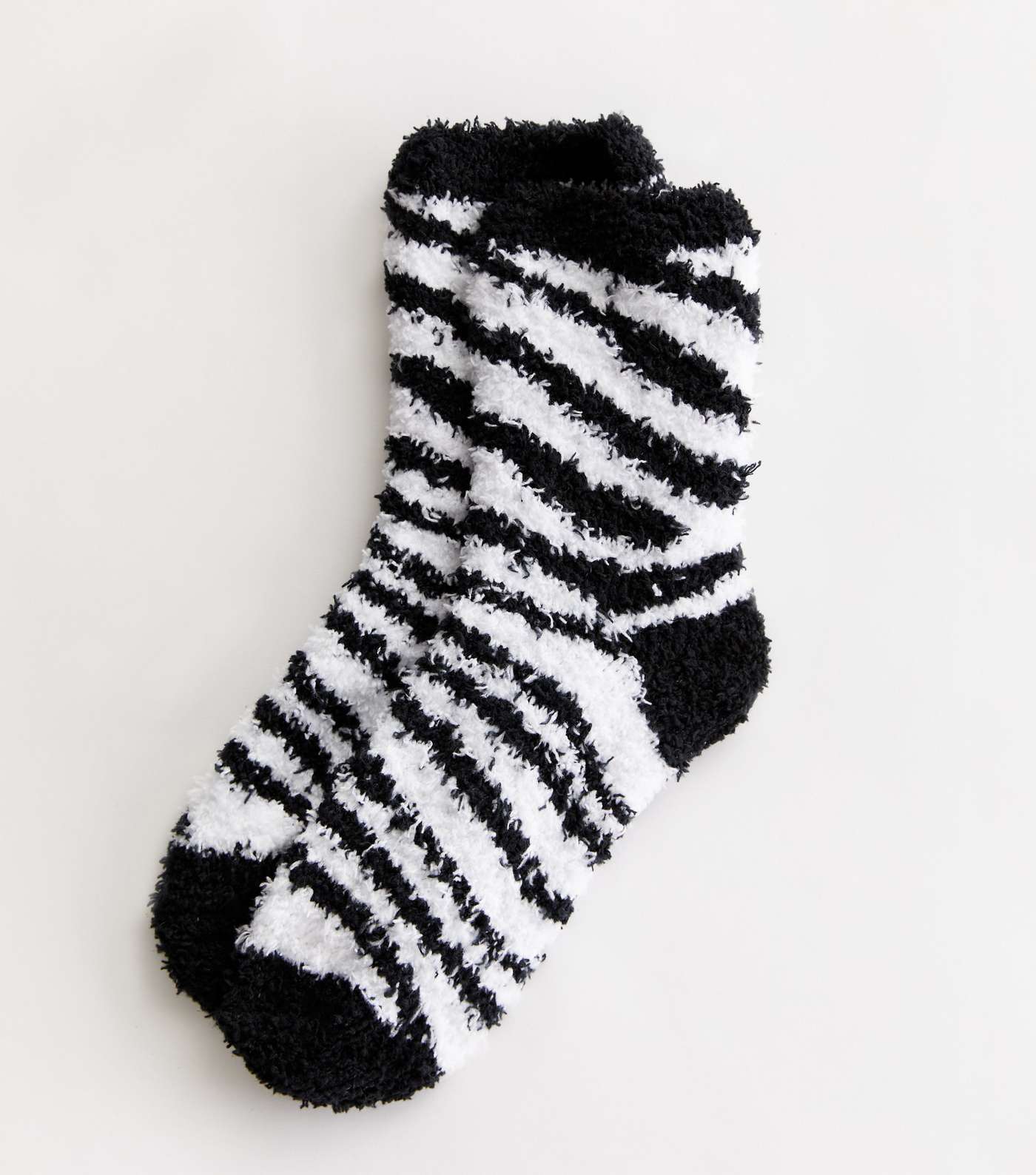 Black Zebra Print Fluffy Socks