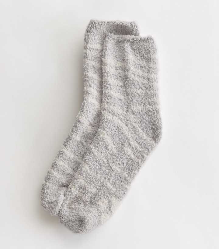 Grey Tiger Print Fluffy Socks