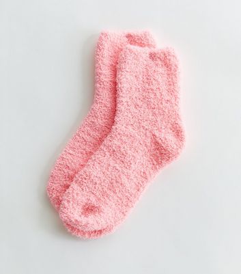 Pink fluffy hot sale socks