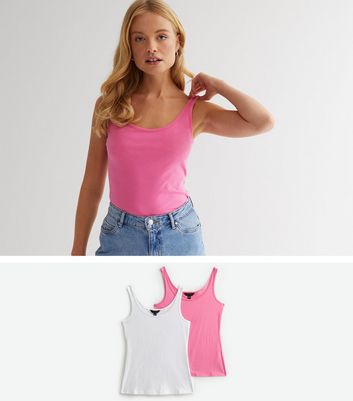 2 Pack Pink and White Jersey Vests