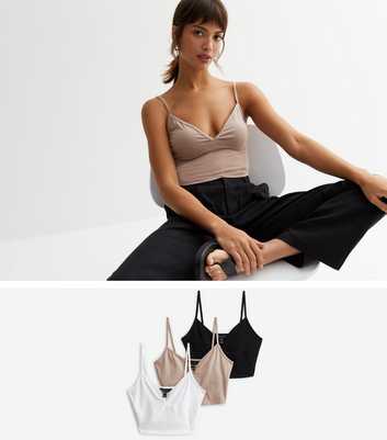 3 Pack Brown Black and White Bralettes