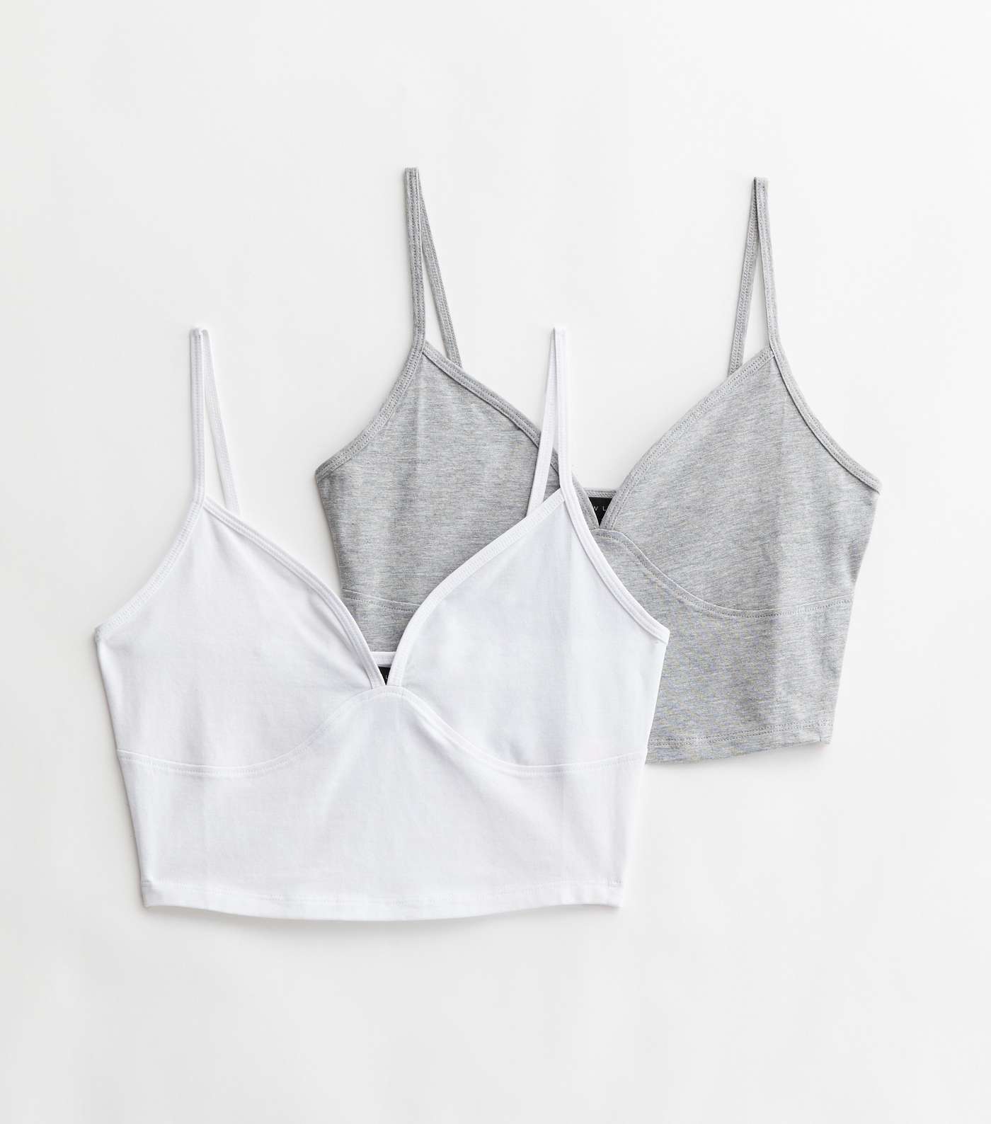 2 Pack Grey and White Bralettes Image 5
