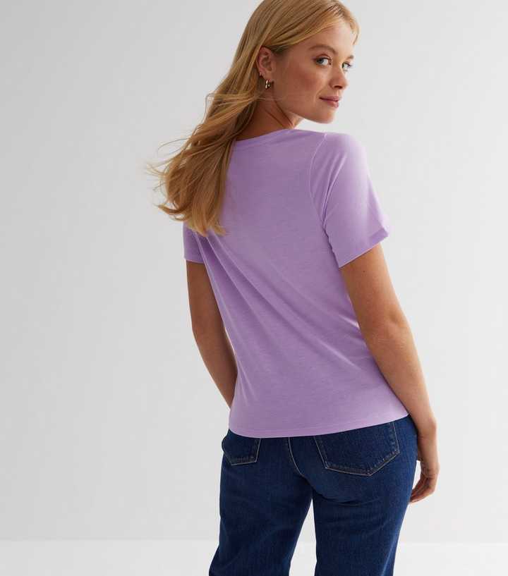 light purple v neck t shirt women's