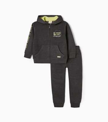 Zippy Dark Grey Logo Hooded Jacket and Joggers Set