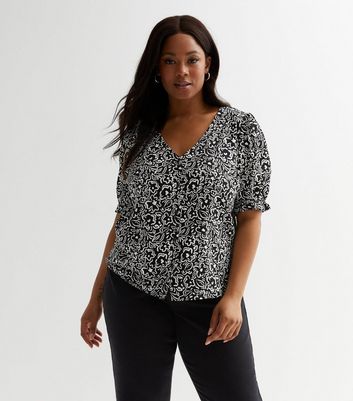 Black and white 2025 blouse plus size