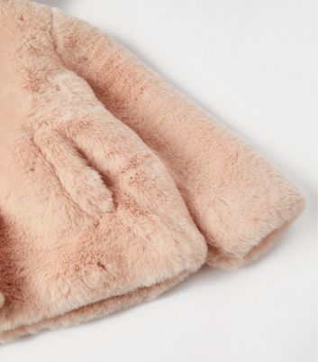 Zippy Pink Faux Fur Hooded Coat New Look