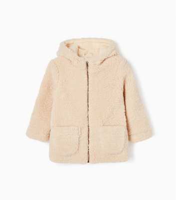 Zippy Cream Teddy Hooded Coat