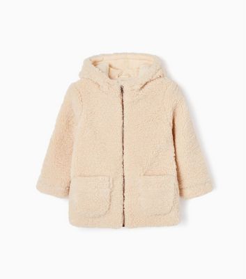 Zippy Cream Teddy Hooded Coat