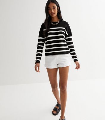 Black Stripe Long Sleeve Button Jumper