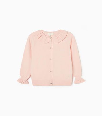 Zippy Pink Knit Frill Collared Long Sleeve Cardigan | New Look