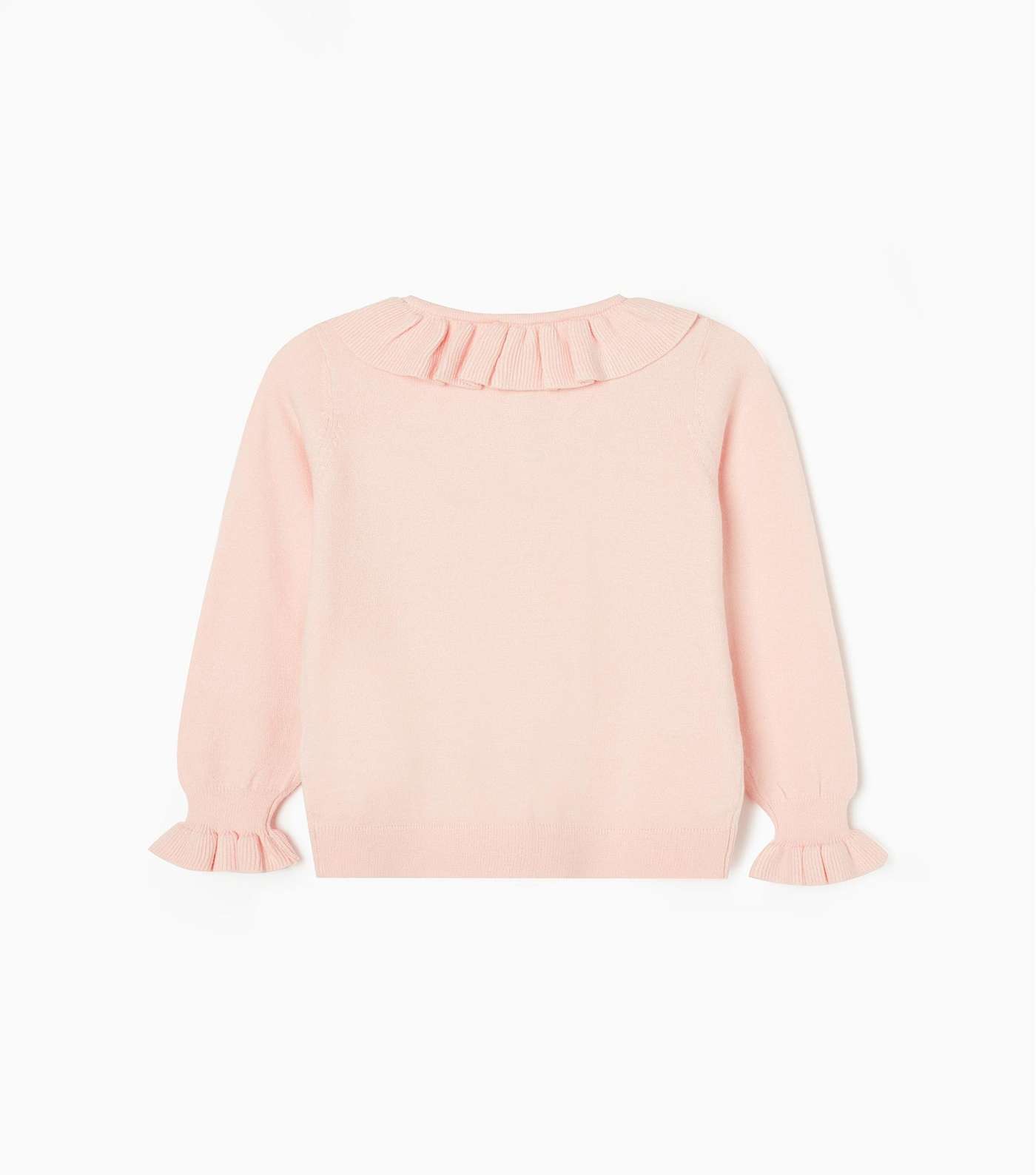 Zippy Pink Knit Frill Collared Long Sleeve Cardigan Image 2