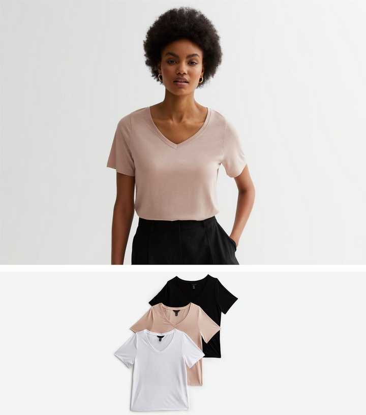 brown v neck t shirt