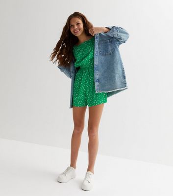 green bardot playsuit