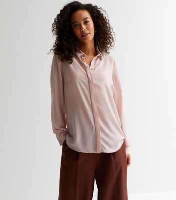 Tall Pale Pink Collared Long Sleeve Shirt