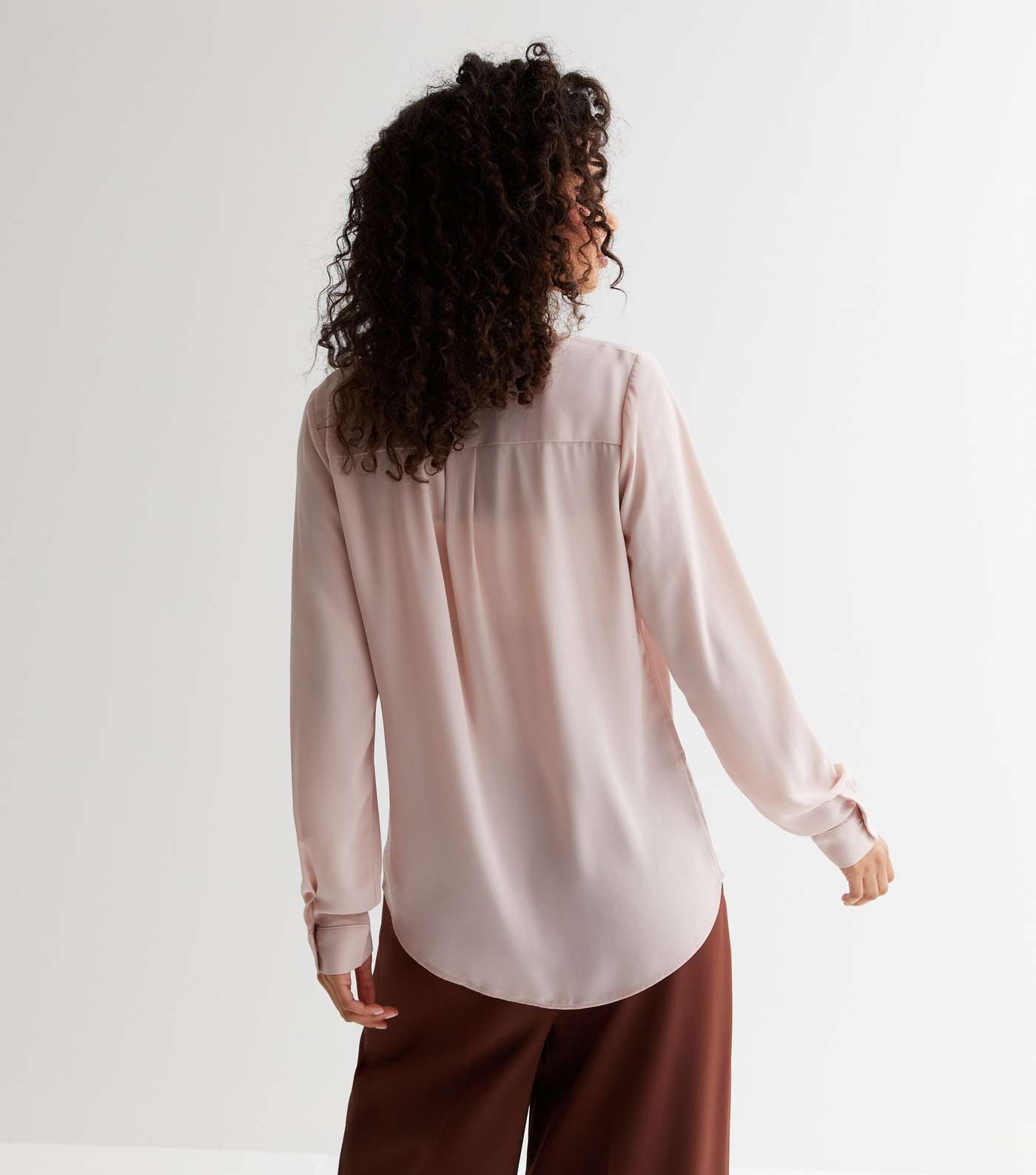 Tall Pale Pink Collared Long Sleeve Shirt Image 4