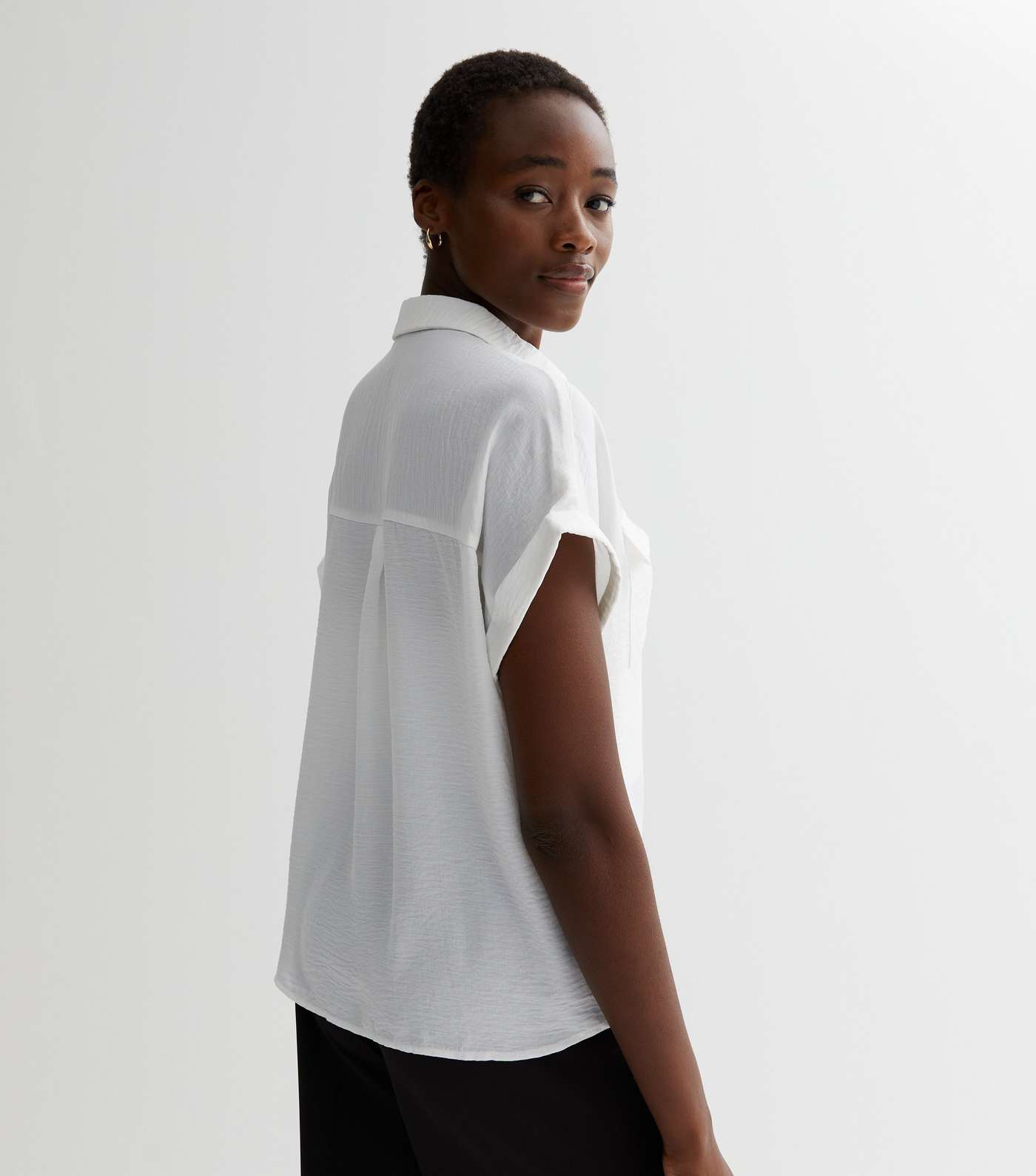 Tall White Short Sleeve Pocket Front Shirt Image 4