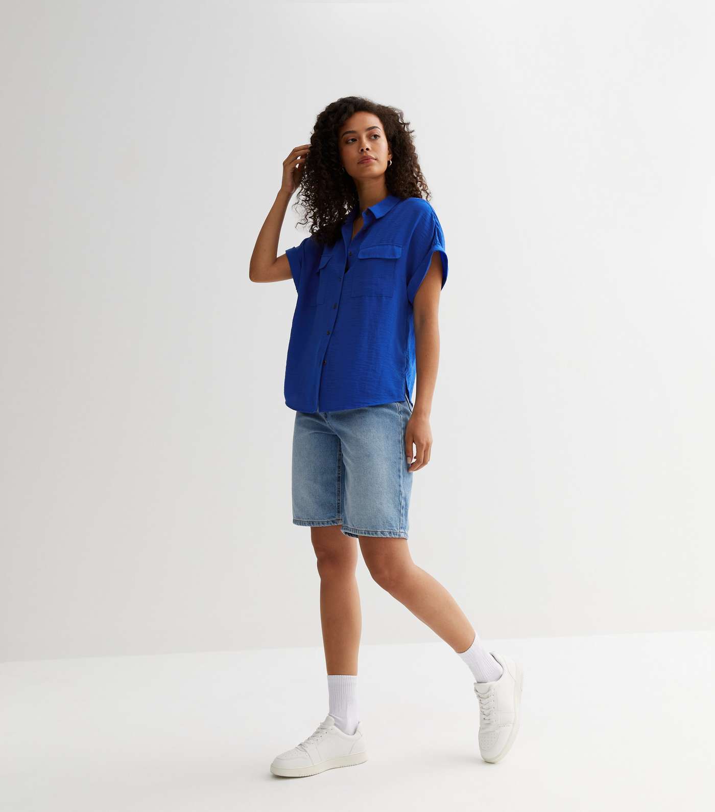 Tall Blue Short Sleeve Pocket Front Shirt Image 2