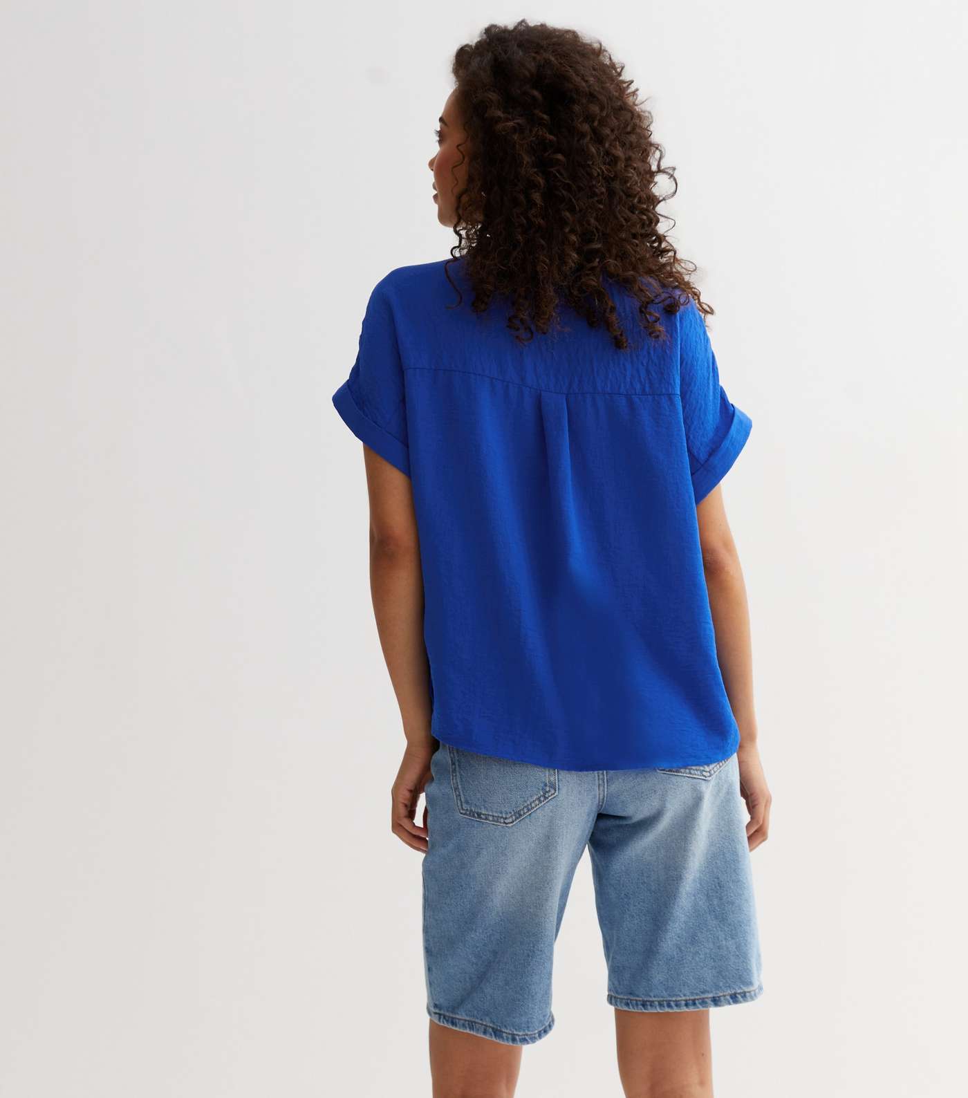 Tall Blue Short Sleeve Pocket Front Shirt Image 4