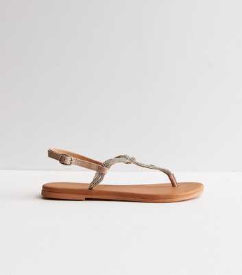 Silver Leather Diamanté Knot Toe Post Sandals