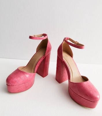 Pink croc online heels