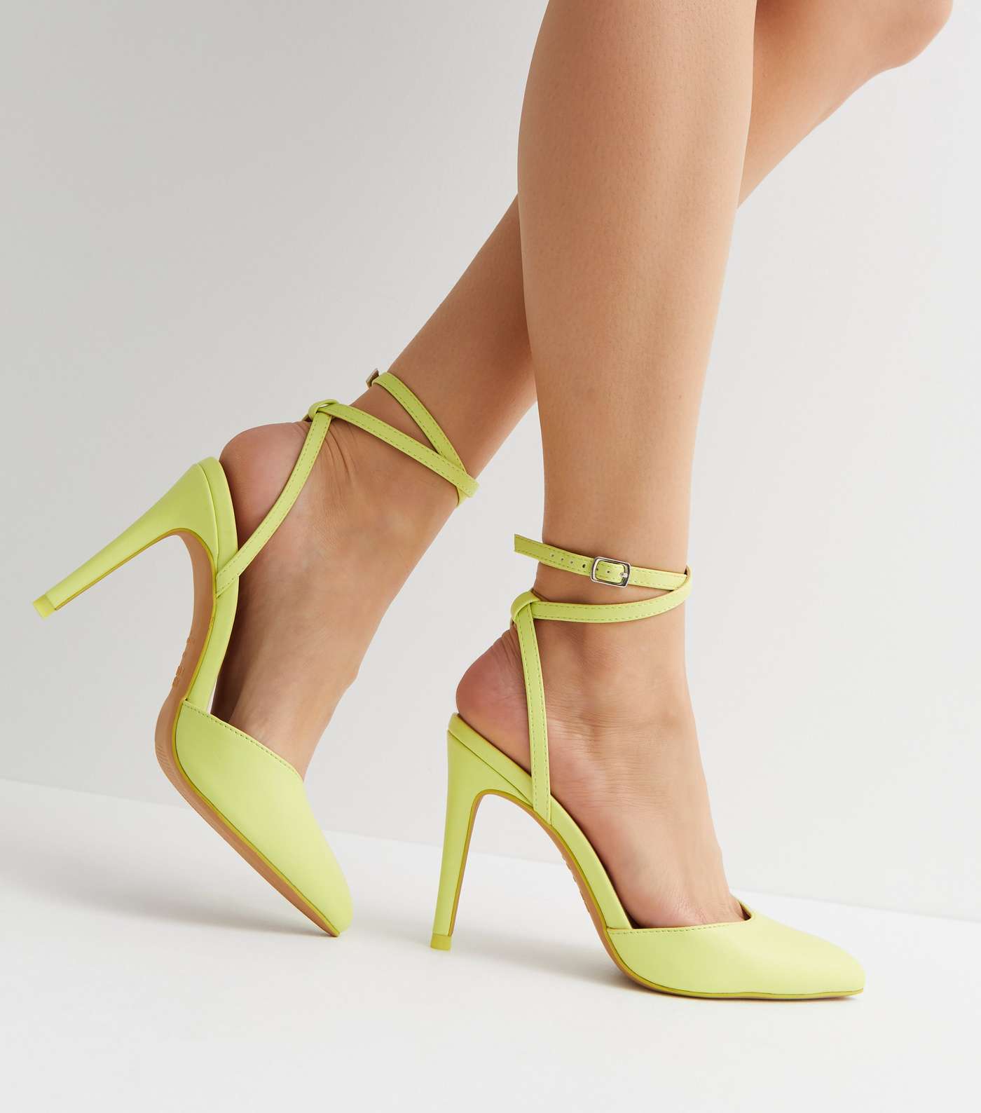 Yellow Strappy Stiletto Heel Court Shoes Image 2