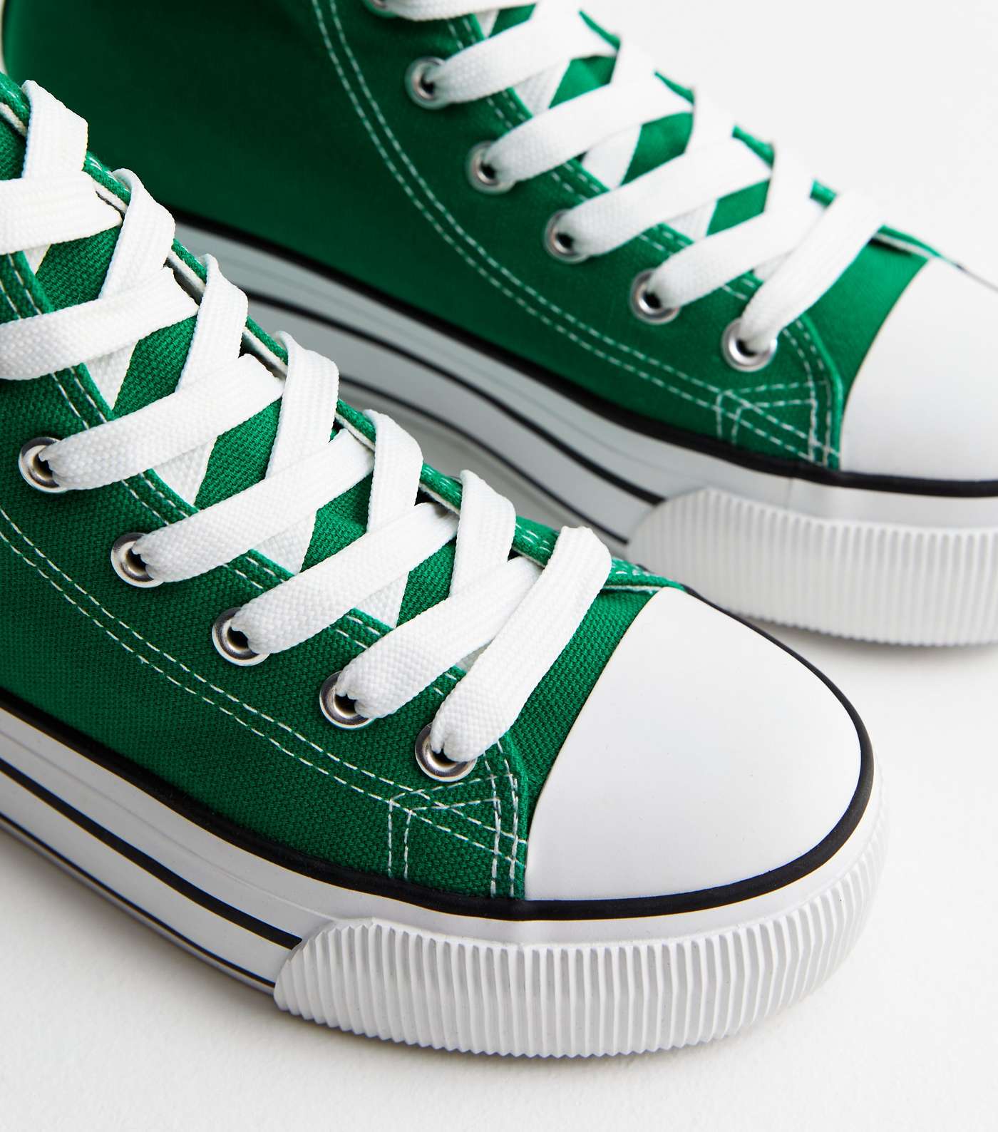 Green Double Stripe Canvas High Top Trainers Image 3