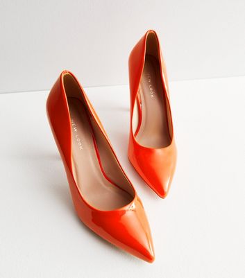 Orange patent leather store shoes