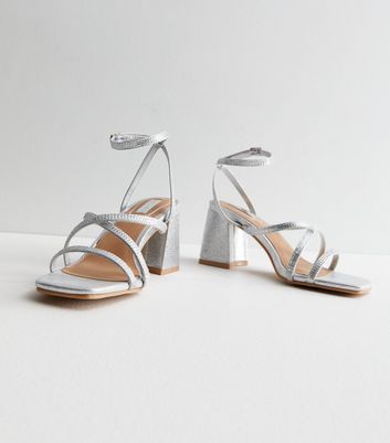 Small silver best sale block heels