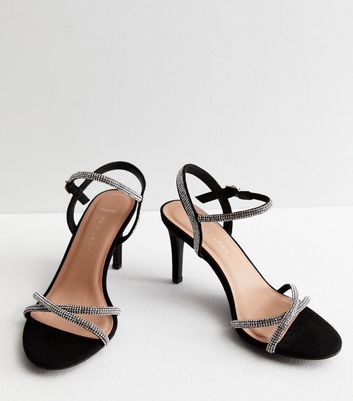 2 inch clearance black strappy heels