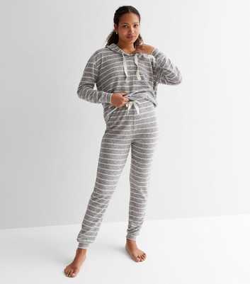 Light Grey Stripe Brushed Pyjama Joggers