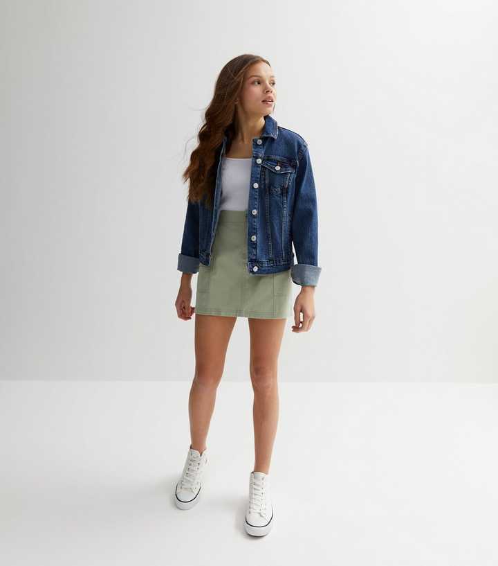Girls Light Green Cargo Skirt
