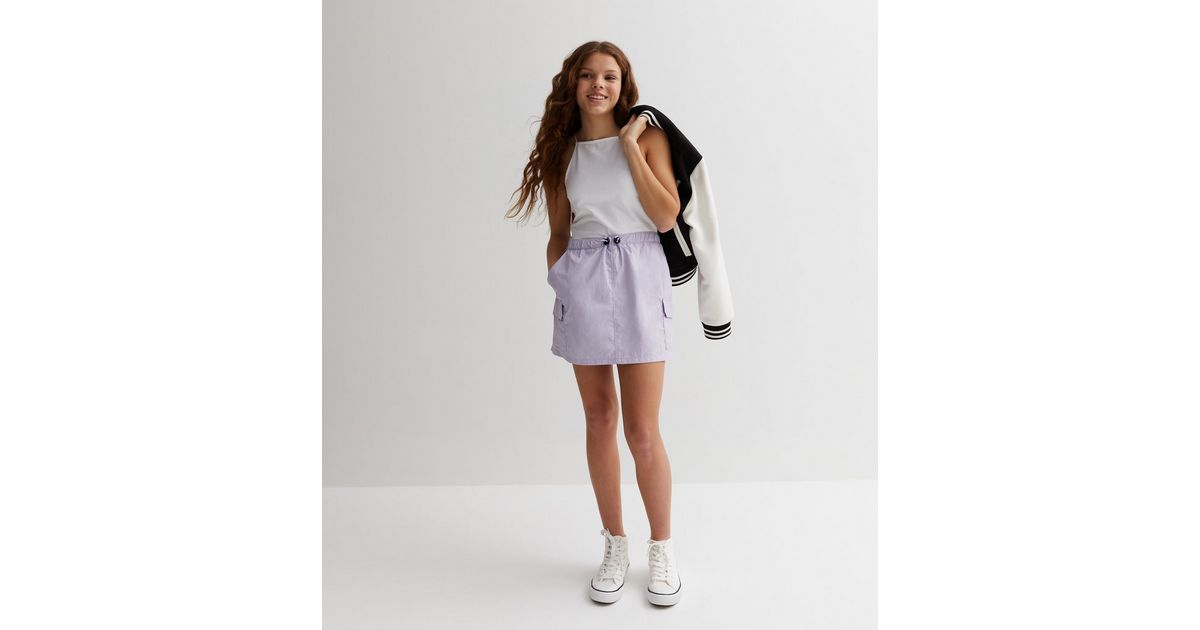 Girls Lilac Parachute Cargo Skirt