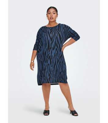 ONLY Curves Blue Animal Print Long Sleeve Mini Dress