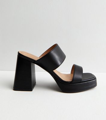 Black mule shoes store heels