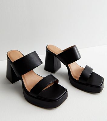 Black leather sale mule sandals