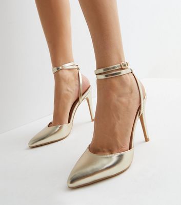 Gold pointy outlet heels